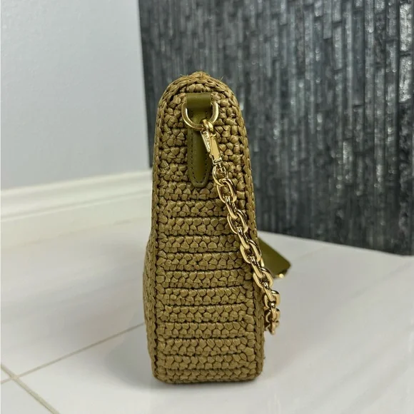 🌿Prada Re-Edition 2005 Raffia Crochet Olive Green Crossbody Bag